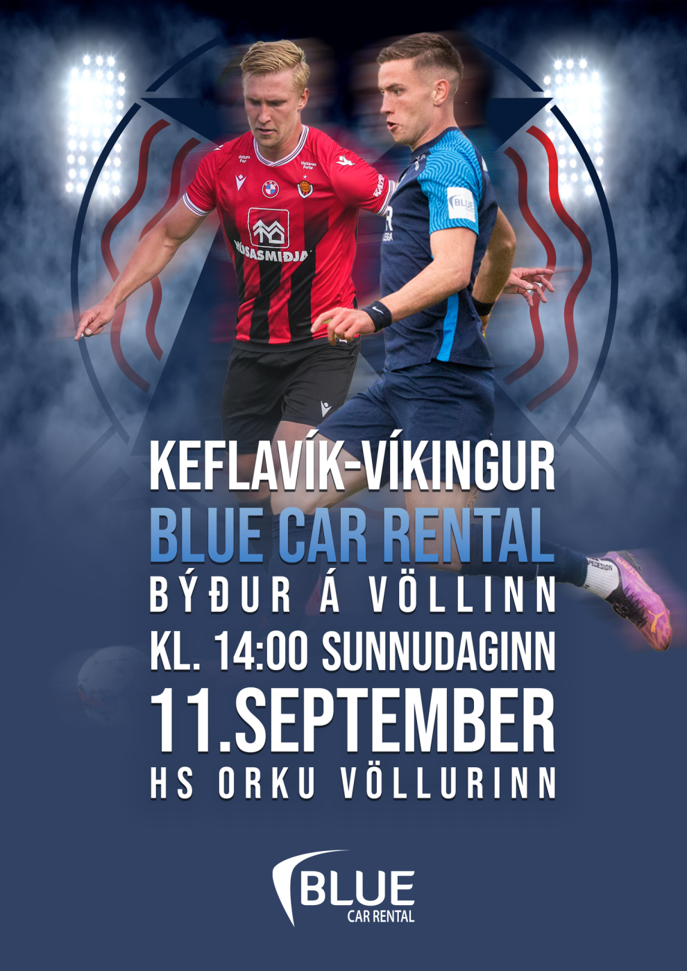 Blue Car Rental býður á völlinn á sunnudag