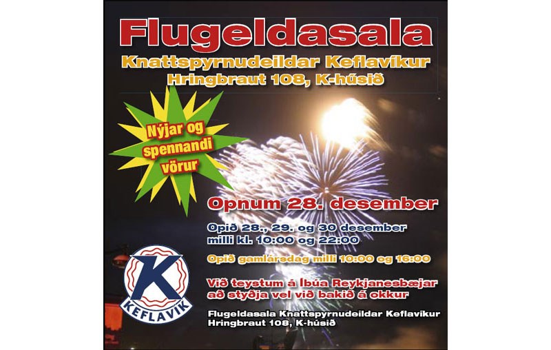 Flugeldasalan opnar á föstudag